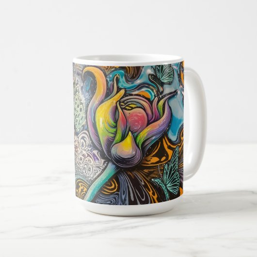 Mandala Blume Kaffeetasse (VorderseiteRechts)