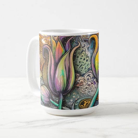 Mandala Blume Kaffeetasse (Vorderseite Links)