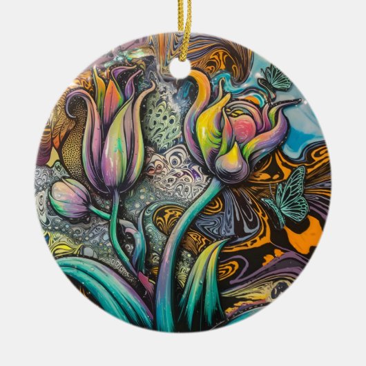 Mandala Blume Keramik Ornament (Vorne)