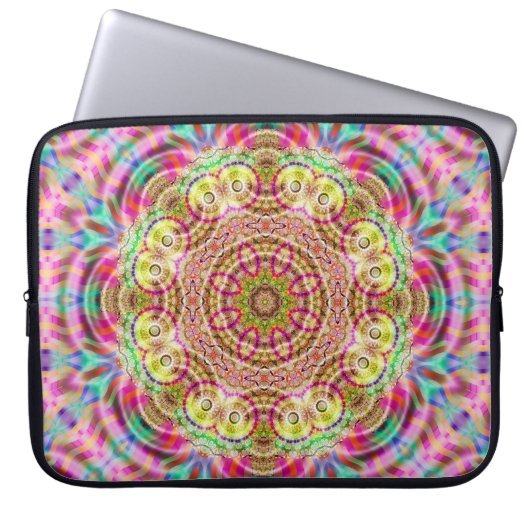 Mandala-Blume: Künstlerisches Design Laptopschutzhülle (Vorderseite)