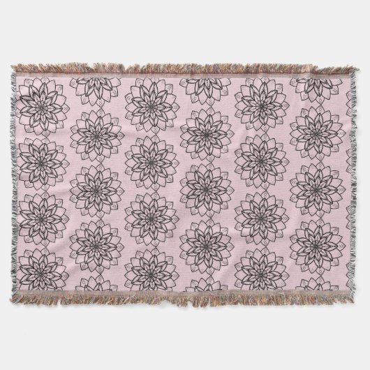 Mandala Blume Line Art Throw Blanket Decke (Vorderseite)