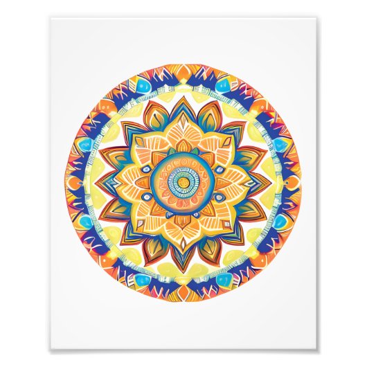 Mandala Blume Magic Blue Wassercolor Fotodruck (Vorne)
