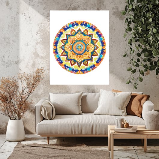 Mandala Blume Magic Blue Wassercolor Fotodruck