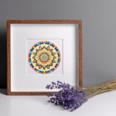 Mandala Blume Magic Blue Wassercolor Poster