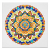 Mandala Blume Magic Blue Wassercolor Poster (Vorderseite)