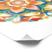 Mandala Blume Magic White Watercolor Fotodruck (Ecke)