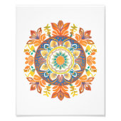 Mandala Blume Magie Orange Wasserfarbe Fotodruck (Vorne)