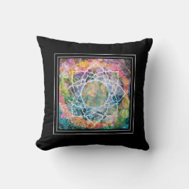 Mandala Blume Mixed Media Bohemisch Yoga Rosa Kissen