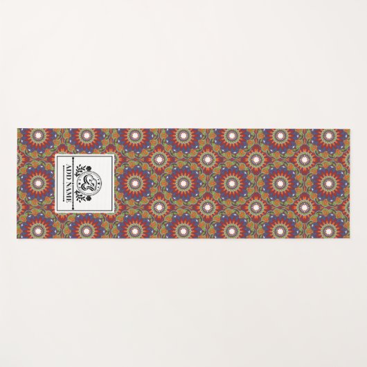 Mandala Blume Monogramm individuelle Name Buchstab Yogamatte (Vorderseite (Horizontal))