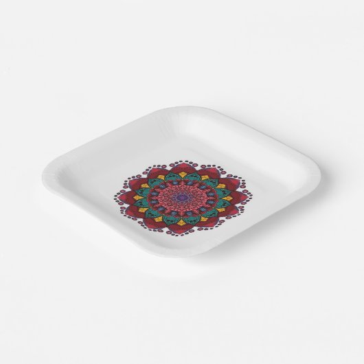 Mandala Blume Paper Tellers Pappteller (Gewinkelt)
