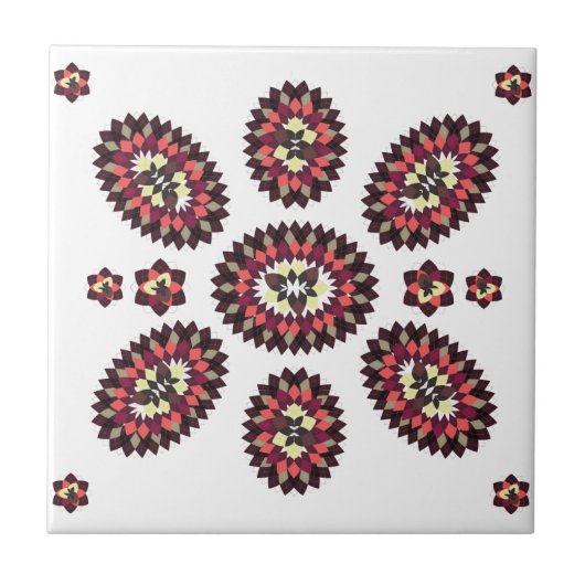 Mandala Blume Pattern Fliese (Vorderseite)