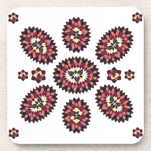 Mandala Blume Pattern Getränkeuntersetzer (Vorderseite)
