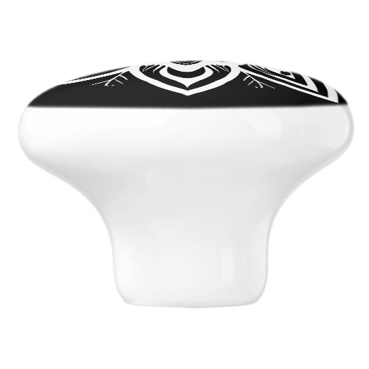 Mandala Blume Pattern in Schwarzweiß Keramikknauf (Seitenansicht)