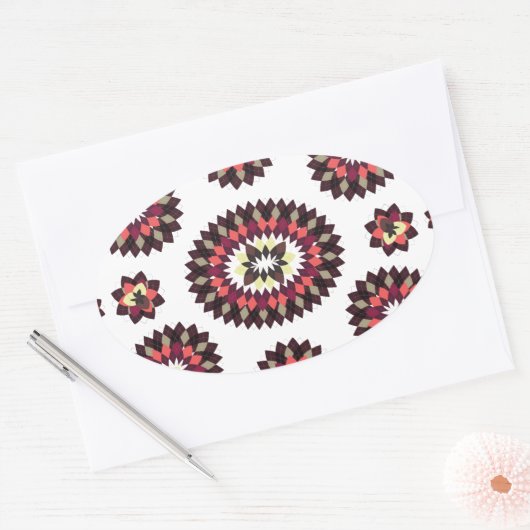 Mandala Blume Pattern Ovaler Aufkleber (Umschlag)