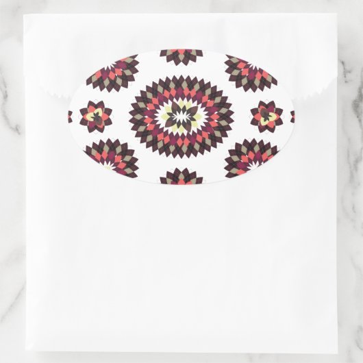 Mandala Blume Pattern Ovaler Aufkleber (Tasche)