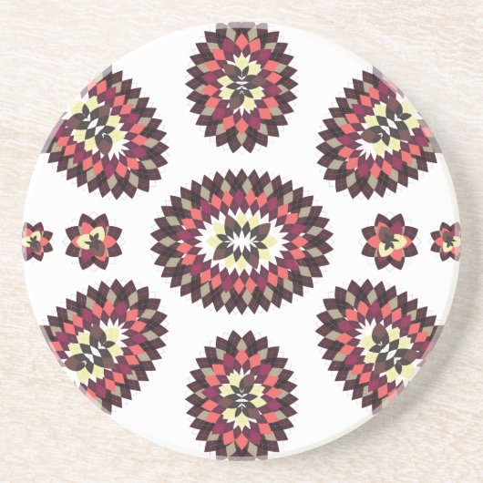 Mandala Blume Pattern Sandstein Untersetzer (Vorne)