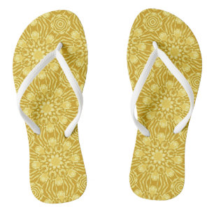 Mandala Blume Pattern - Senf Gold und Gelb Badesandalen