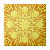 Mandala Blume Pattern - Senf Gold und Gelb Fliese (Vorderseite)