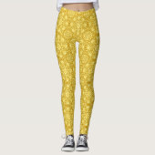 Mandala Blume Pattern - Senf Gold und Gelb Leggings (Vorderseite)