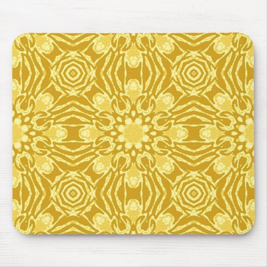Mandala Blume Pattern - Senf Gold und Gelb Mousepad (Vorne)
