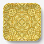 Mandala Blume Pattern - Senf Gold und Gelb Pappteller (Vorderseite)