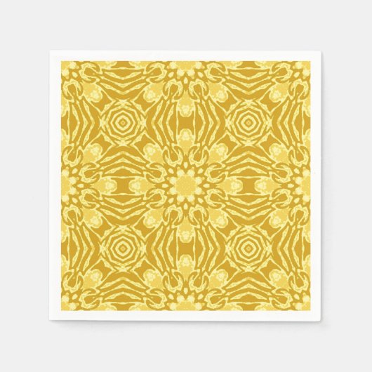 Mandala Blume Pattern - Senf Gold und Gelb Serviette (Vorderseite)