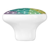 Mandala Blume Regenbogen boho bunt Keramikknauf (Seitenansicht)