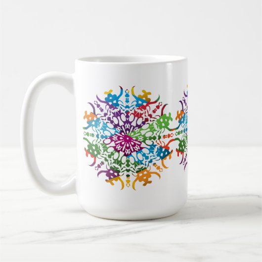 Mandala Blume rosa gelb Kaffeetasse (Links)