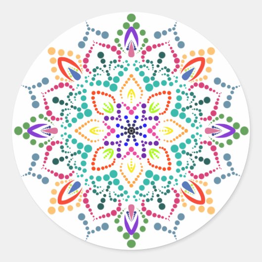 Mandala Blume Runder Aufkleber (Vorderseite)