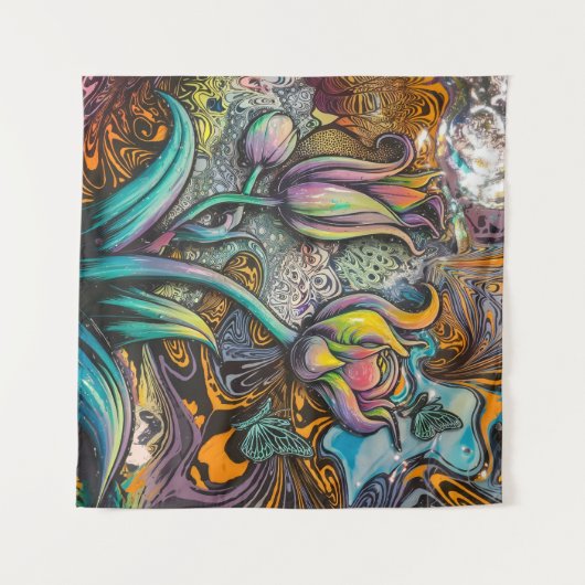 Mandala Blume Wandteppich (Vorderseite (Horizontal))