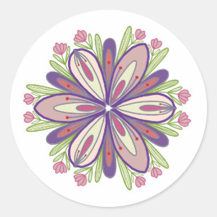 Mandala-Blume zur Liebe Runder Aufkleber