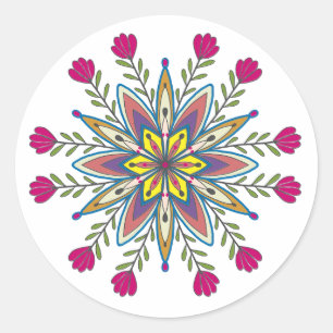Mandala-Blume zur Liebe Runder Aufkleber