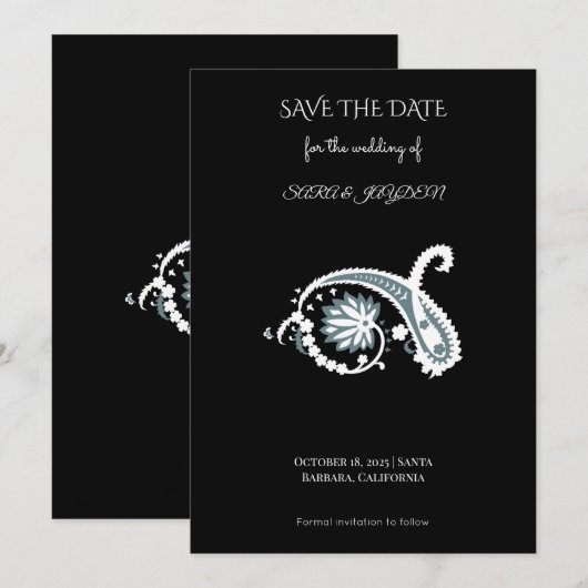 Mandala-Blumen-Angel-Logo – Dekorative Köder-Kunst Save The Date (Vorne/Hinten)