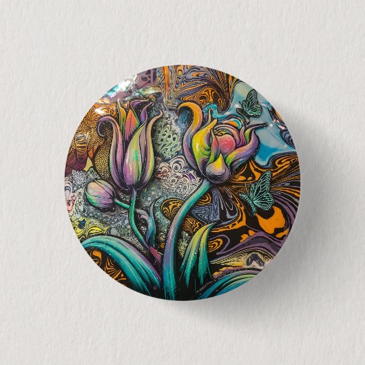 Mandala-Blumen Button (Vorderseite)