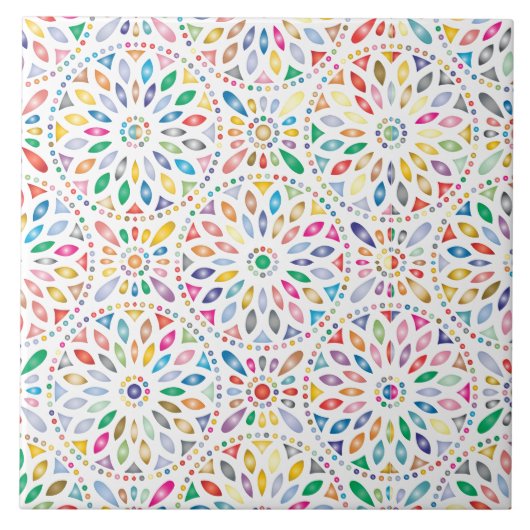 Mandala-Blumen-Fliese Fliese (Vorderseite)