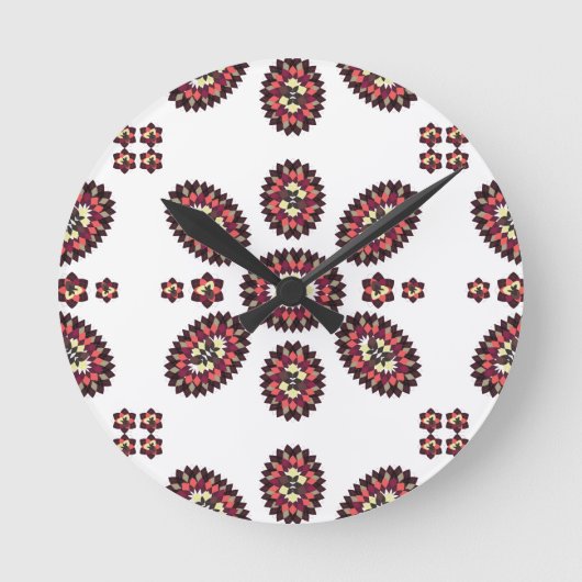Mandala-Blumen-Muster Runde Wanduhr (Vorderseite)