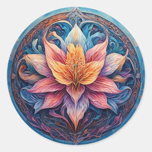 🌸 Mandala-Blumenkunst-Geschenk für Boho-Dekor-Lie Runder Aufkleber