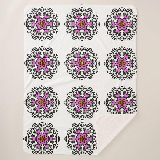 Mandala-Blumenmuster Sherpadecke (Vorderseite)