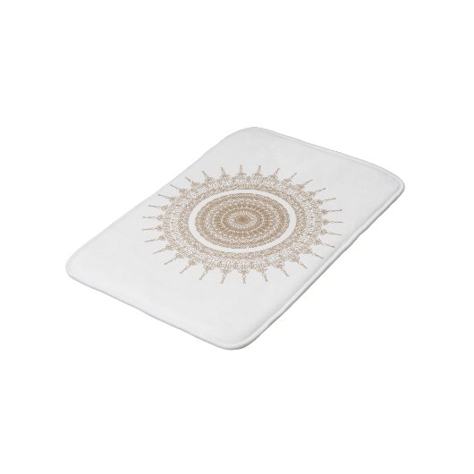 Mandala Bohemisch White Boho Badematte (Schrägansicht)