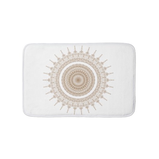 Mandala Bohemisch White Boho Badematte (Vorderseite)
