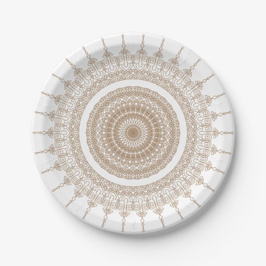 Mandala Bohemisch White Pappteller (Vorderseite)