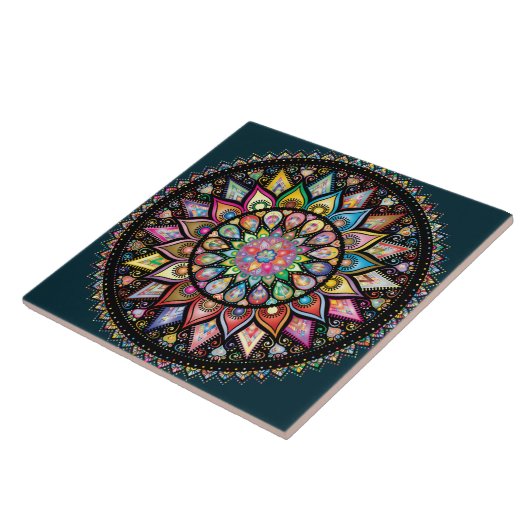 Mandala Bohemische Farbpalette Fliese (Seite)