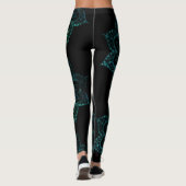 Mandala Boho Aquamarin und Black Yoga Leggings (Rückseite)