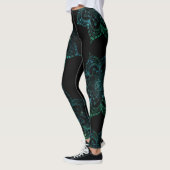 Mandala Boho Aquamarin und Black Yoga Leggings (Links)