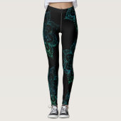 Mandala Boho Aquamarin und Black Yoga Leggings (Vorderseite)