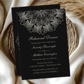 Mandala Boho Black Indian Wedding Probe Dinner Einladung