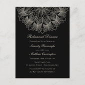 Mandala Boho Black Indian Wedding Probe Dinner Einladungspostkarte (Vorderseite)