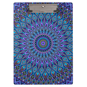Mandala Boho Blue Aquamarin Lila Peacock Colorful Klemmbrett