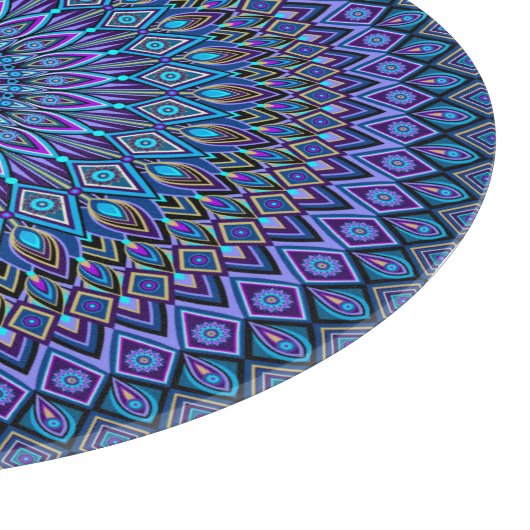 Mandala Boho Blue Aquamarin Lila Peacock Gold Magi Schneidebrett (Ecke)