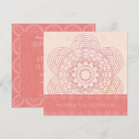 Mandala Boho Chic 60. Geburtstag Einladung (Vorne/Hinten)